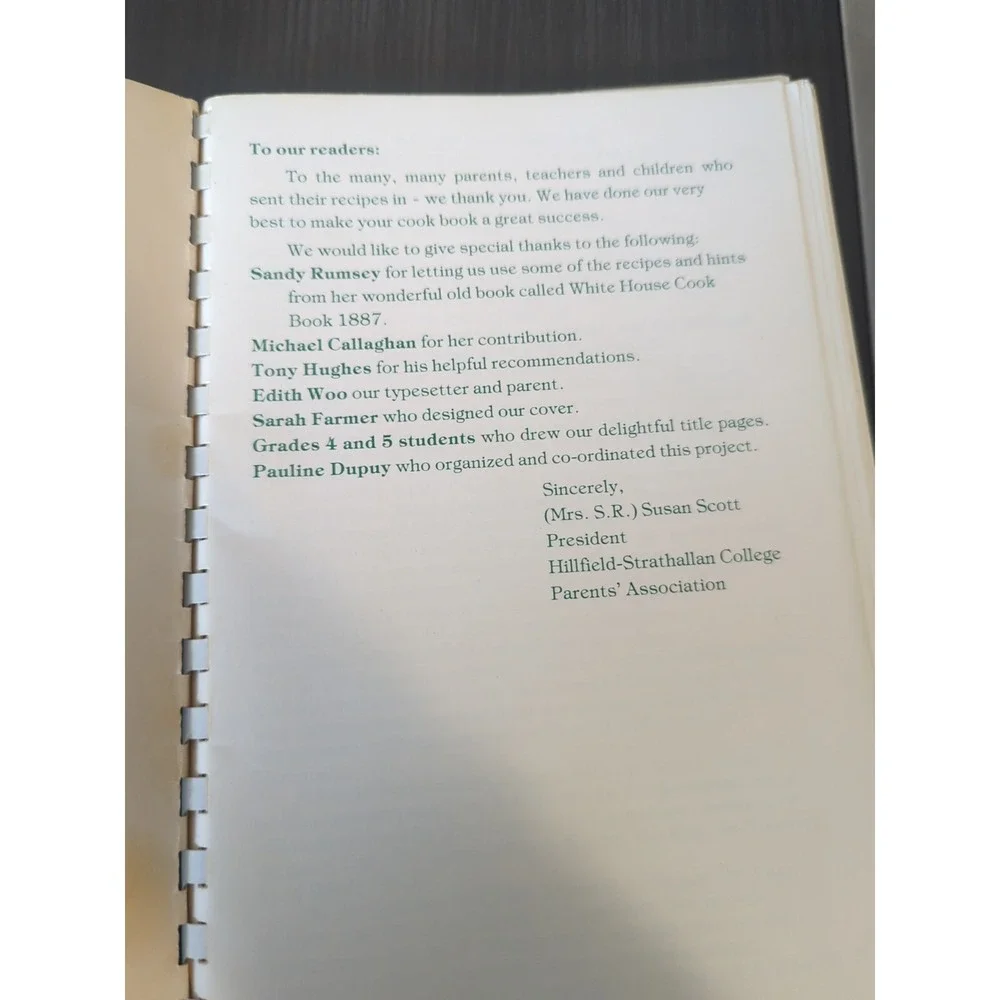 Hill-Strath Recipe Treasures Hillfield Strathallan College Hamilton, Canada‎